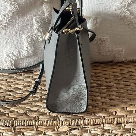 Marc Jacobs Mini Grind Tote Gray Pebbled Leather Crossbody Bag Gold Hardware - Picture 2 of 8